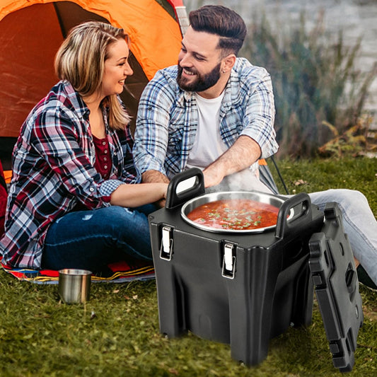 Récipient À Soupe Isolé Chauffe-Plats Empilable De 30 L Conteneur Isotherme Portable En Acier Inoxydable Avec 4 Roues Et 2 Freins Noir
