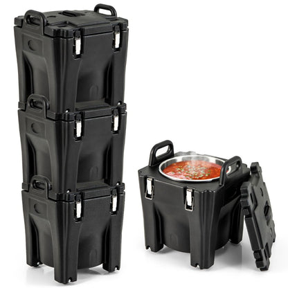 Récipient À Soupe Isolé Chauffe-Plats Empilable De 30 L Conteneur Isotherme Portable En Acier Inoxydable Avec 4 Roues Et 2 Freins Noir