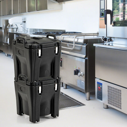 Récipient À Soupe Isolé Chauffe-Plats Empilable De 30 L Conteneur Isotherme Portable En Acier Inoxydable Avec 4 Roues Et 2 Freins Noir